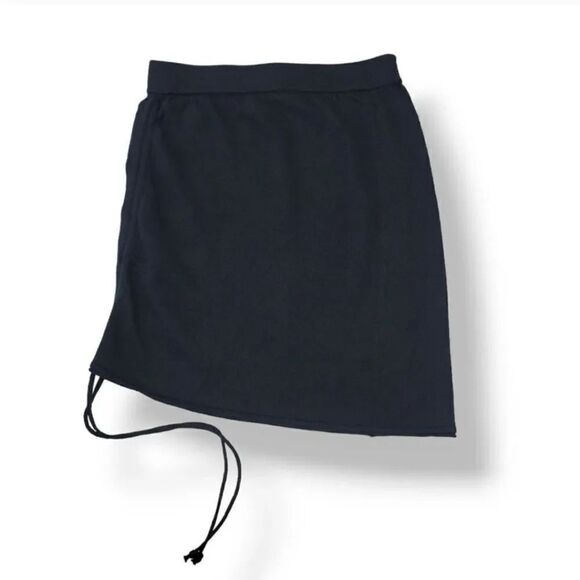 Modern Citizen Taryn Ruched Drawstring Knit Mini Skirt in Black Size Small - Picture 3 of 10